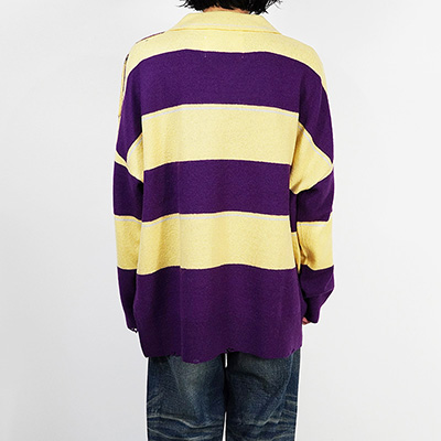 DAIRIKU [ Lager Border Knit ] Yellow&Purple